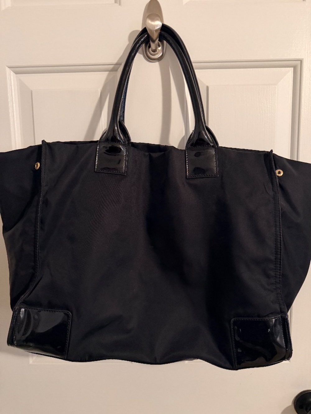 Tory Burch Black Nylon Tote with Logo - Picture 4 of 8